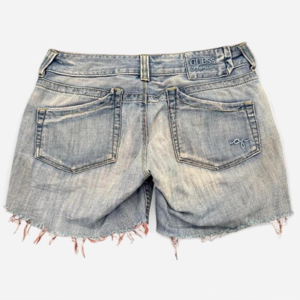 Guess Blue Jean Shorts with Distressed Hem
